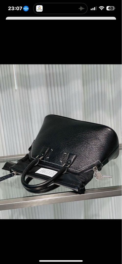 日历牛革真皮黑色バッグ ハンドル付き大型尺寸：27*26*13cm