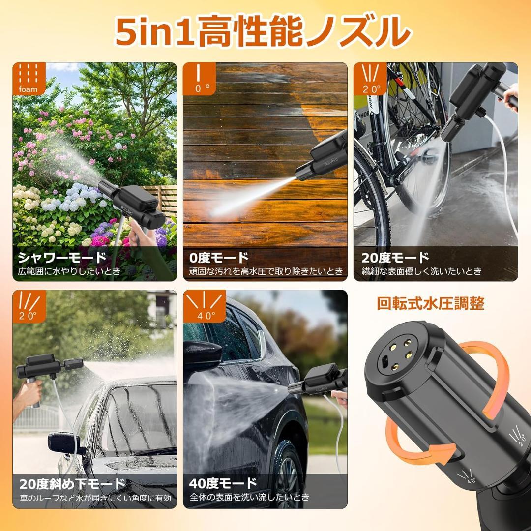 ✨新品 高圧洗浄機 ハンディ コンパクト コードレス USB-C充電式 一体型