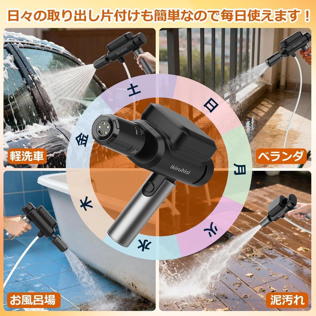 ✨新品 高圧洗浄機 ハンディ コンパクト コードレス USB-C充電式 一体型