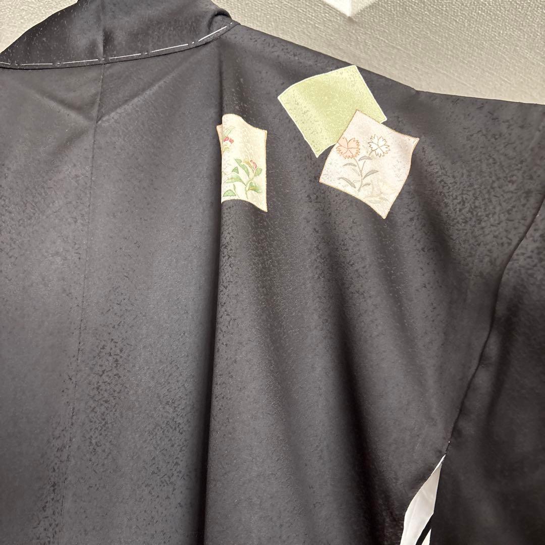 ささのは新品小大丸で誂えた黒付下げ袷着物