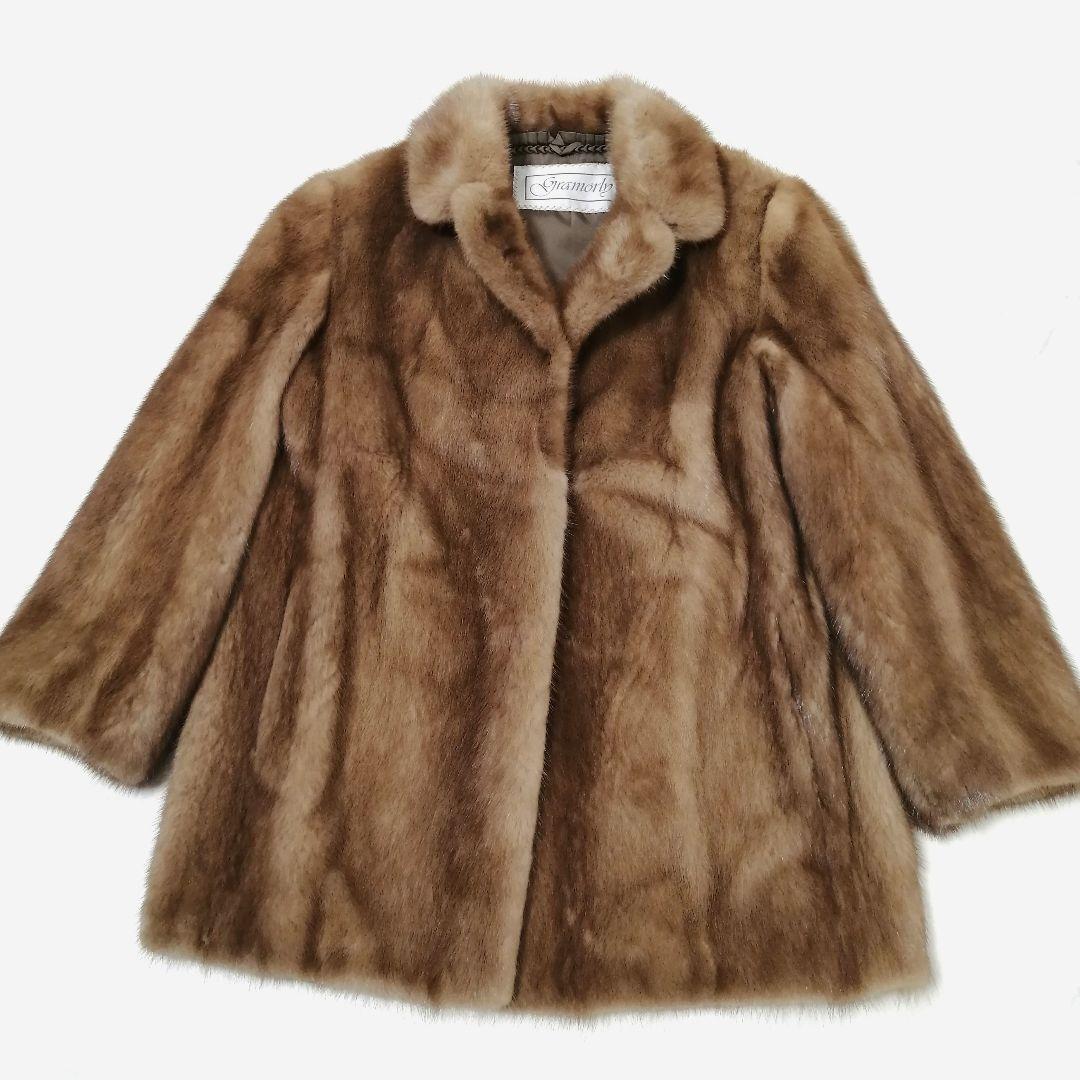 デミバフミンク　毛皮 コート　リアルファー　毛並み良好　9　高級　ゆったり