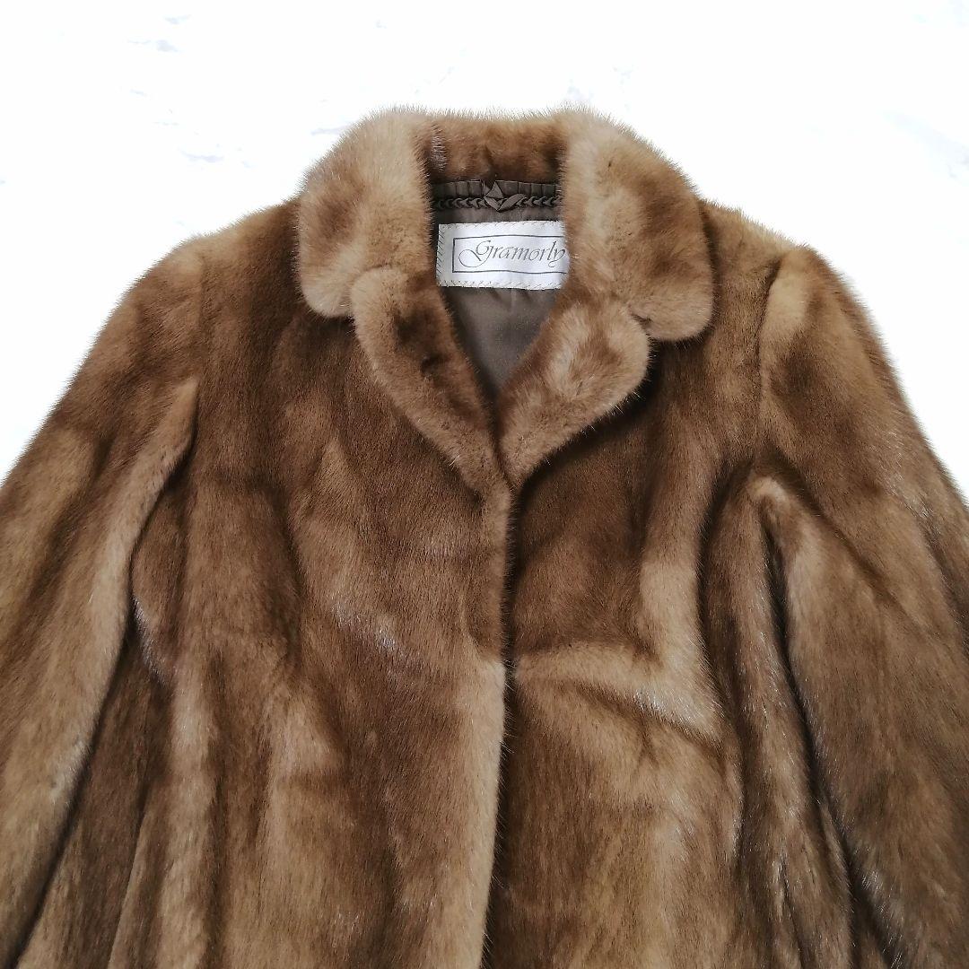 デミバフミンク　毛皮 コート　リアルファー　毛並み良好　9　高級　ゆったり