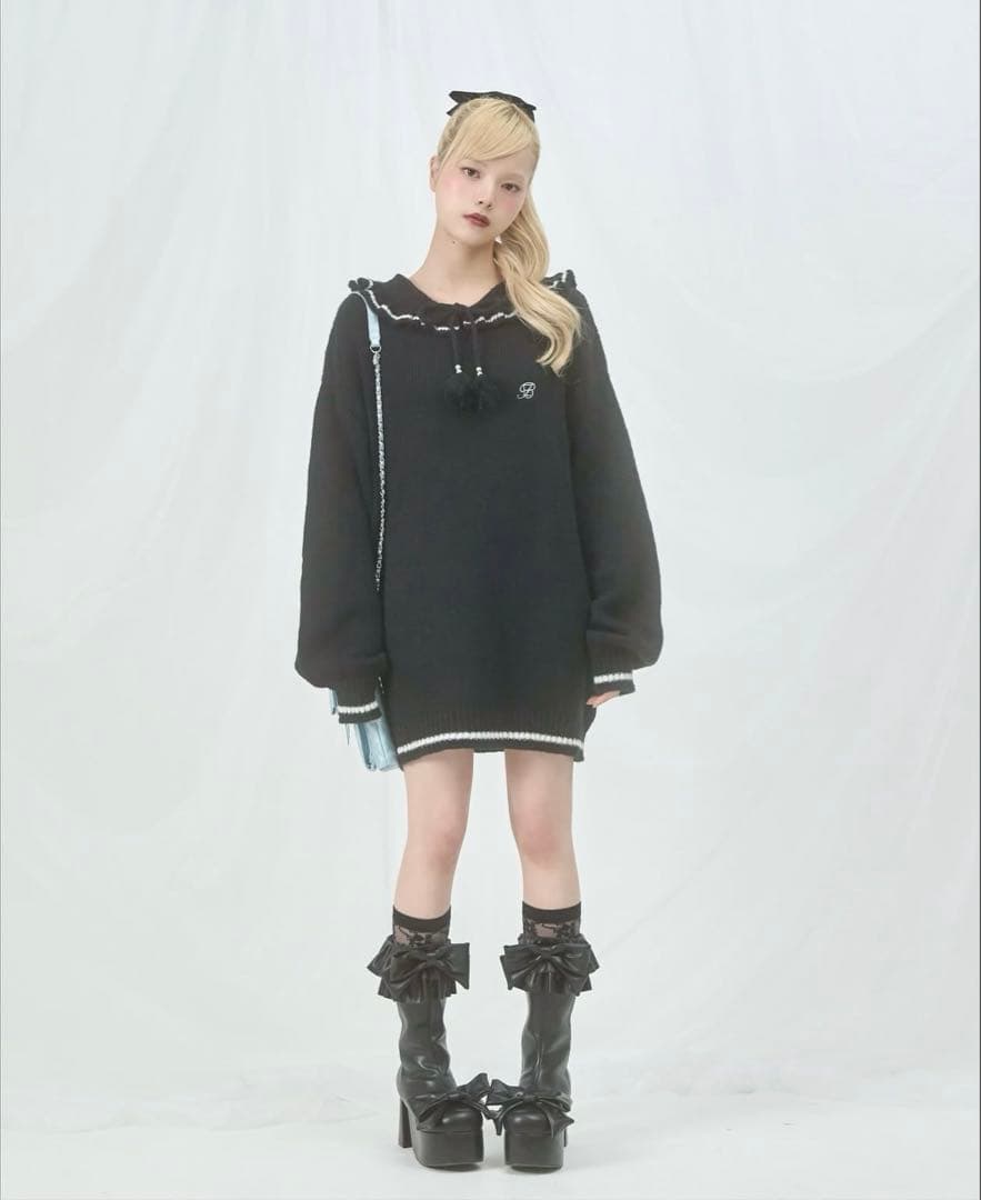 ficklebebe フリルカラーセーラーニット