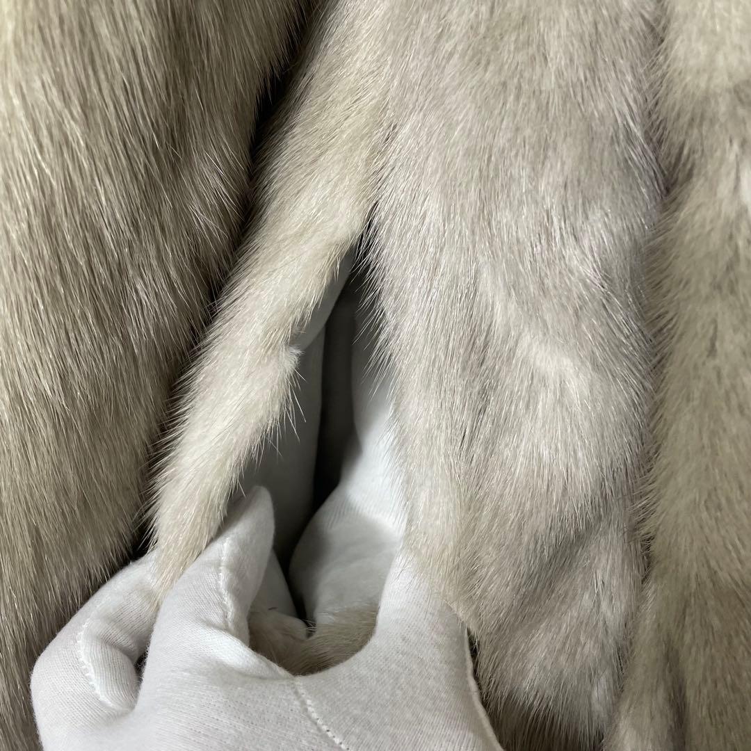 【美品】 リアルファージャケット アウター ミンク ホワイト系 毛皮 9号