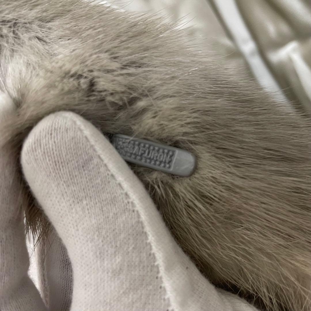 【美品】 リアルファージャケット アウター ミンク ホワイト系 毛皮 9号