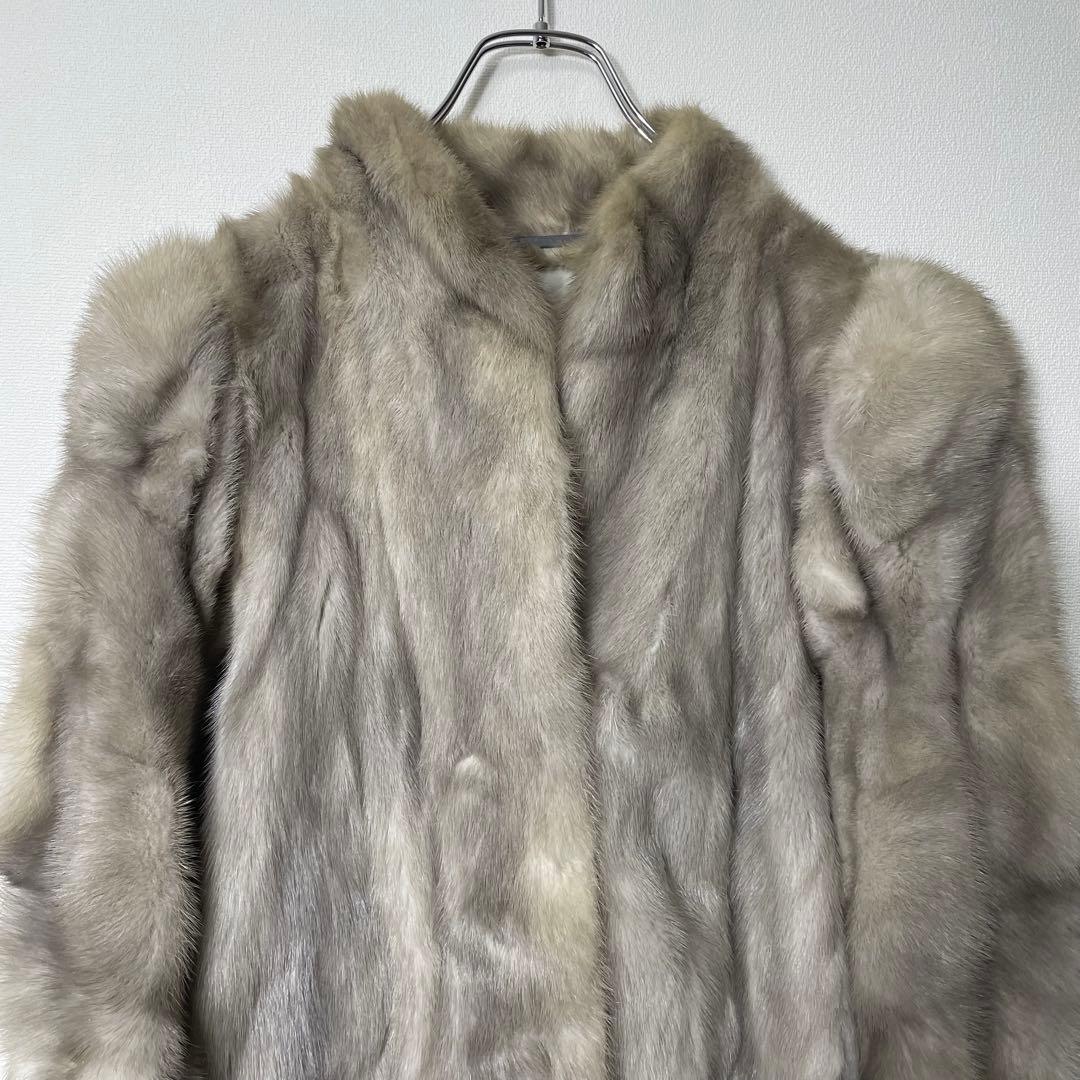 【美品】 リアルファージャケット アウター ミンク ホワイト系 毛皮 9号