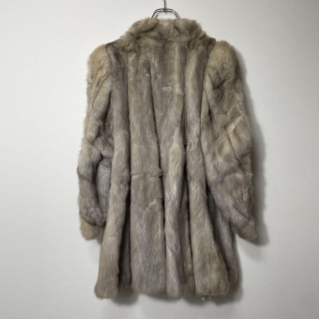 【美品】 リアルファージャケット アウター ミンク ホワイト系 毛皮 9号