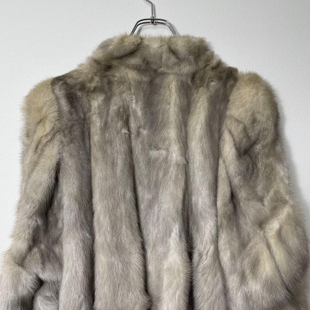 【美品】 リアルファージャケット アウター ミンク ホワイト系 毛皮 9号