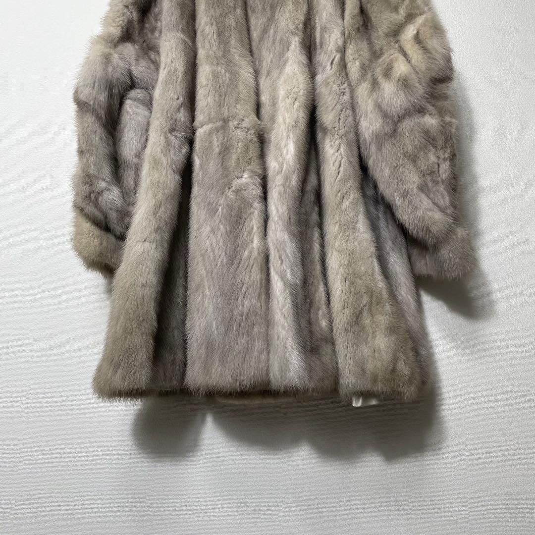 【美品】 リアルファージャケット アウター ミンク ホワイト系 毛皮 9号