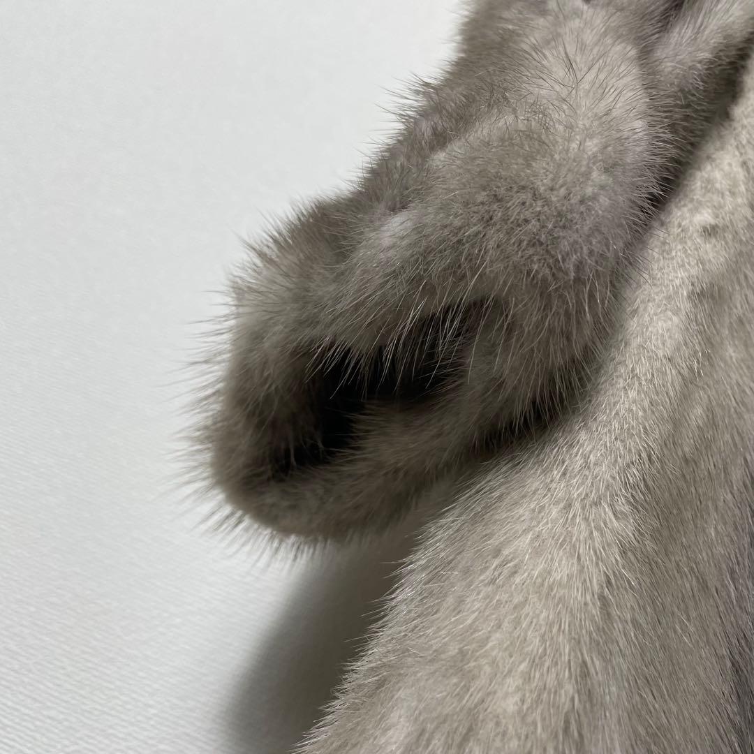 【美品】 リアルファージャケット アウター ミンク ホワイト系 毛皮 9号