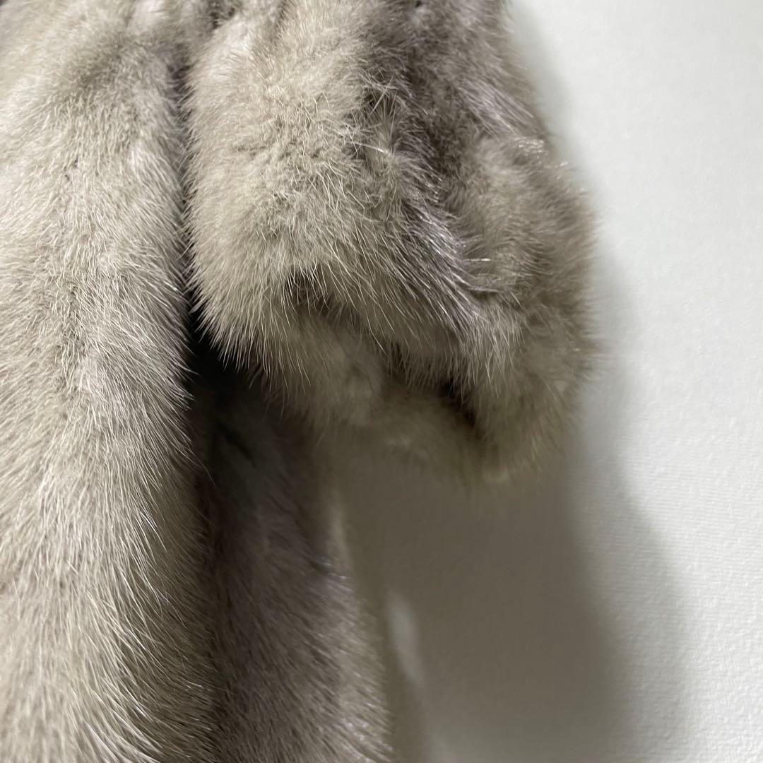 【美品】 リアルファージャケット アウター ミンク ホワイト系 毛皮 9号