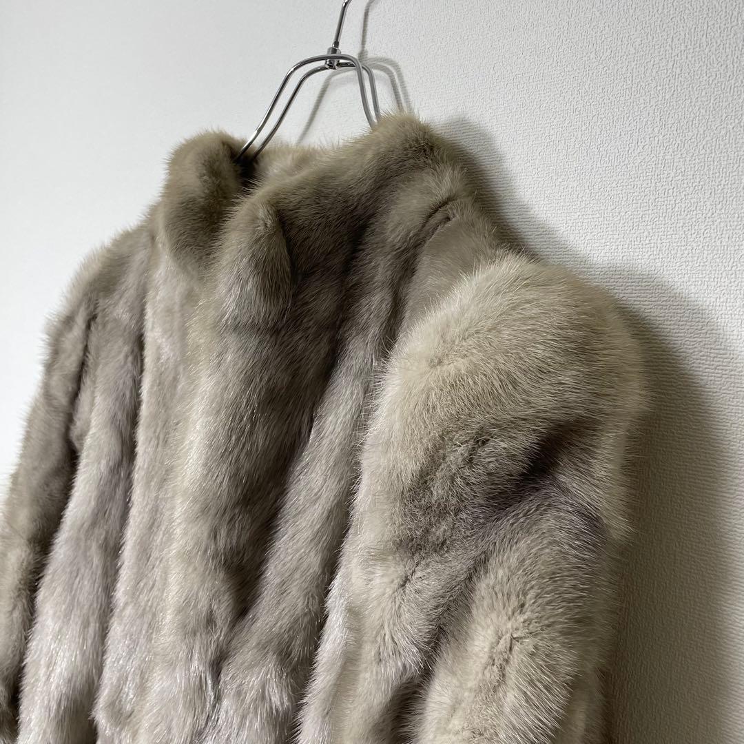 【美品】 リアルファージャケット アウター ミンク ホワイト系 毛皮 9号