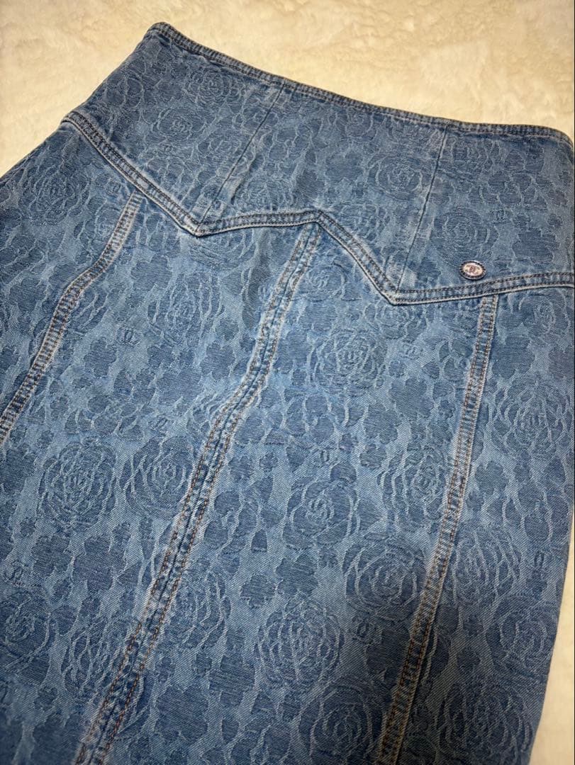 CHANEL デニムスカート ココマーク カメリア 36