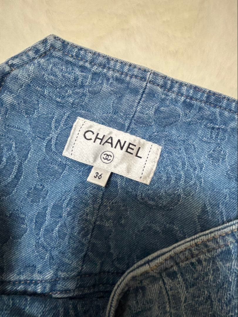 CHANEL デニムスカート ココマーク カメリア 36