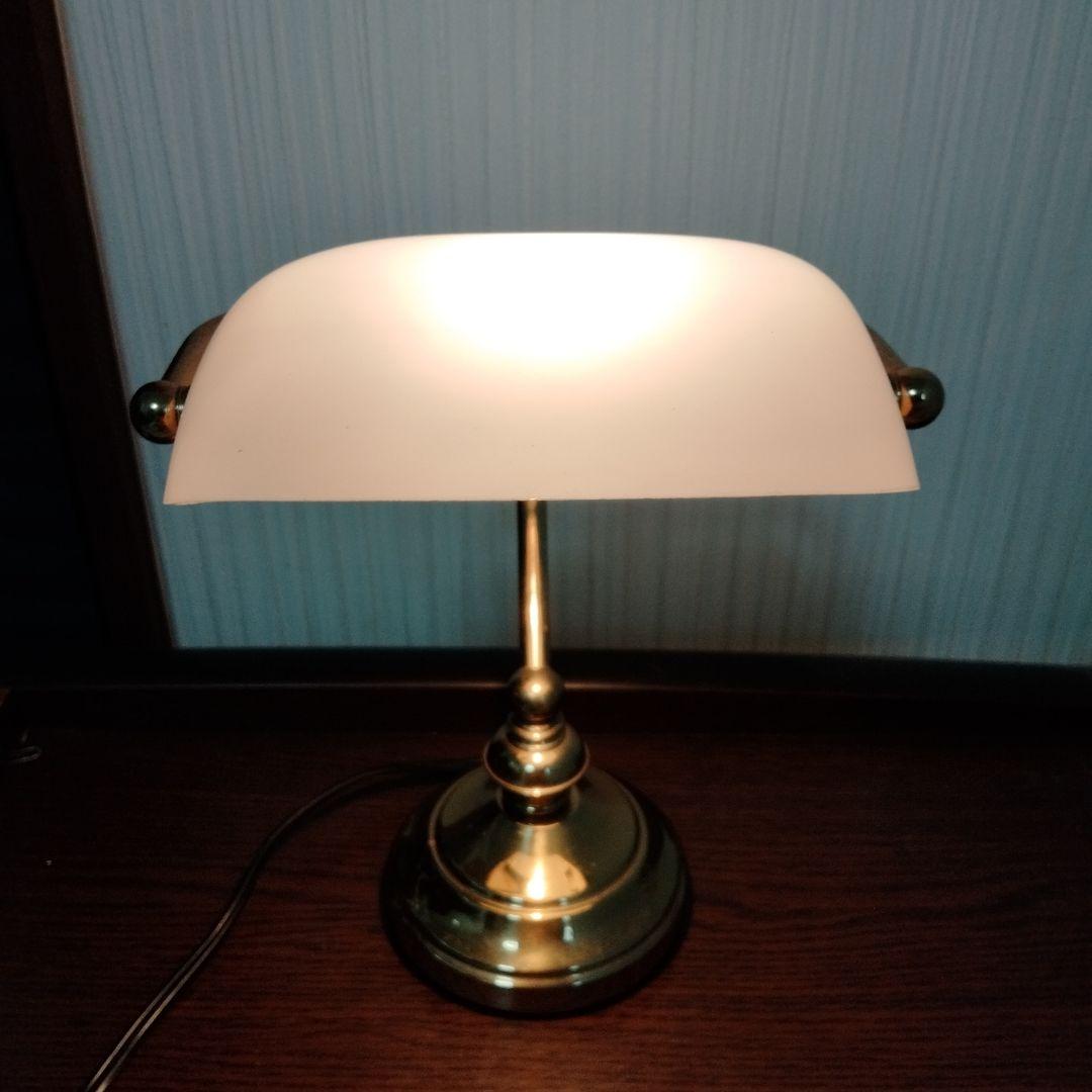 バンカーズランプ　デスクライト　アンティーク　レトロ　ホワイト