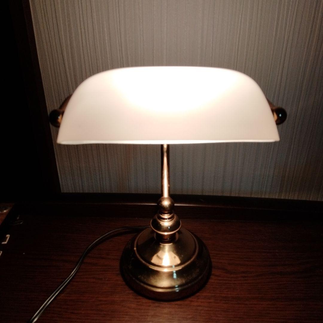 バンカーズランプ　デスクライト　アンティーク　レトロ　ホワイト
