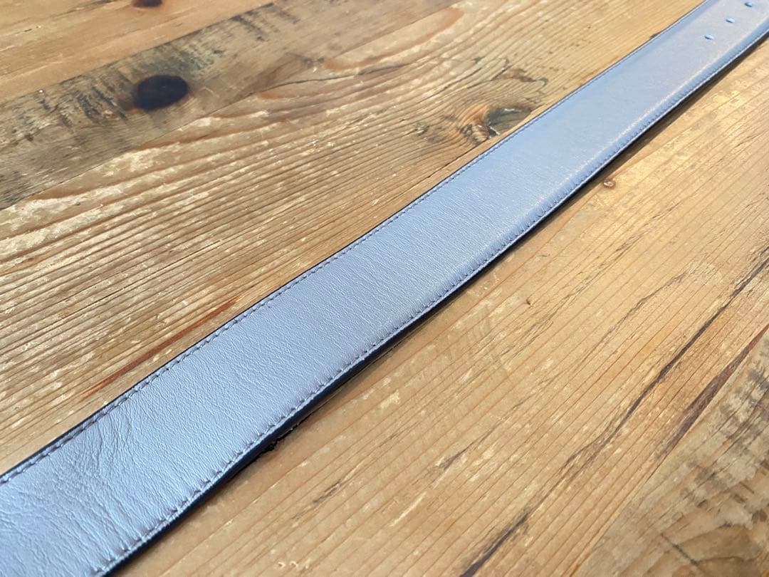 GUCCI グレー レザー ベルト ダブルGロゴ