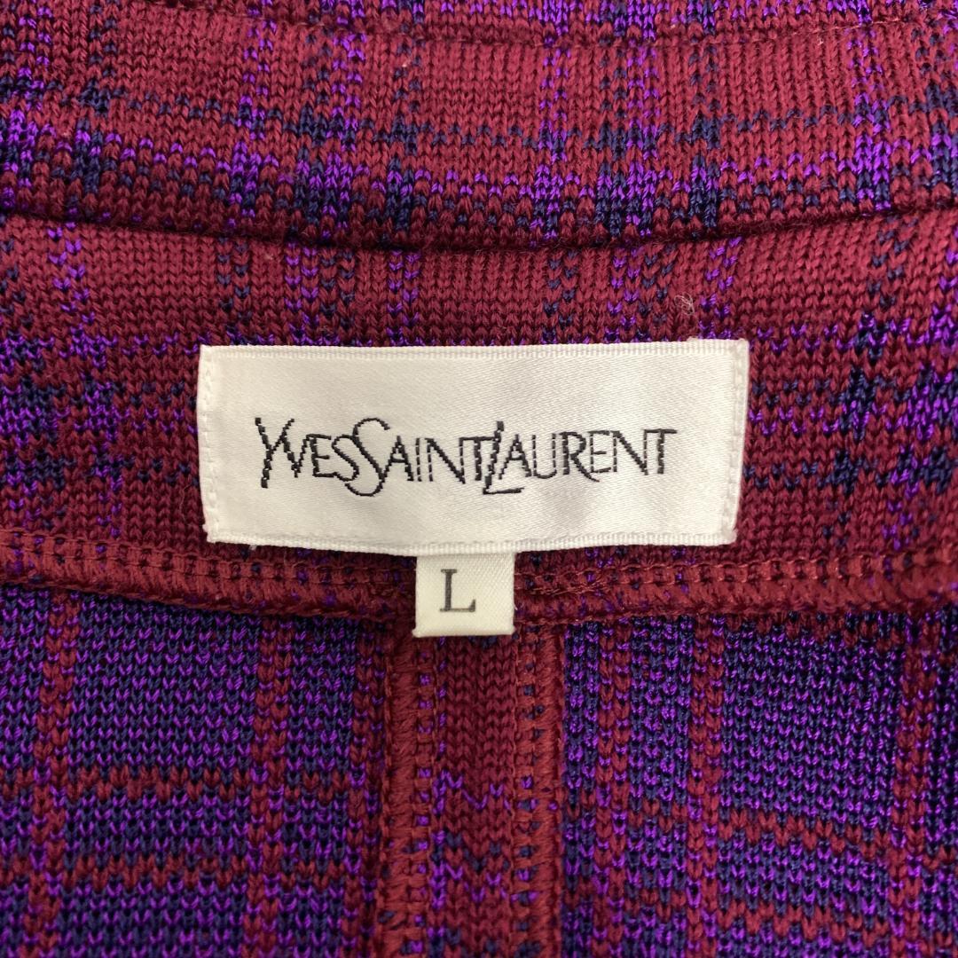 LA8406イブサンローラン テーラードジャケット 赤 青 レーヨン ウール L