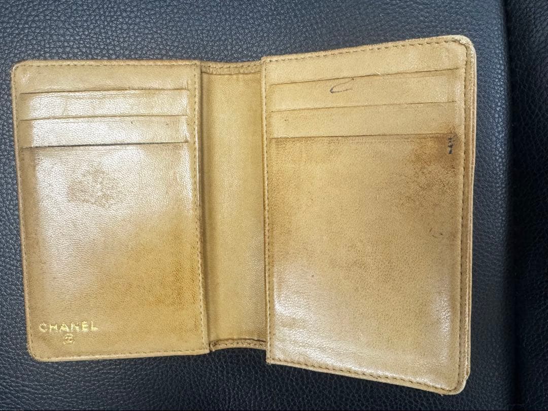 シャネル 名刺入れ ベージュ 11cm x 8cm