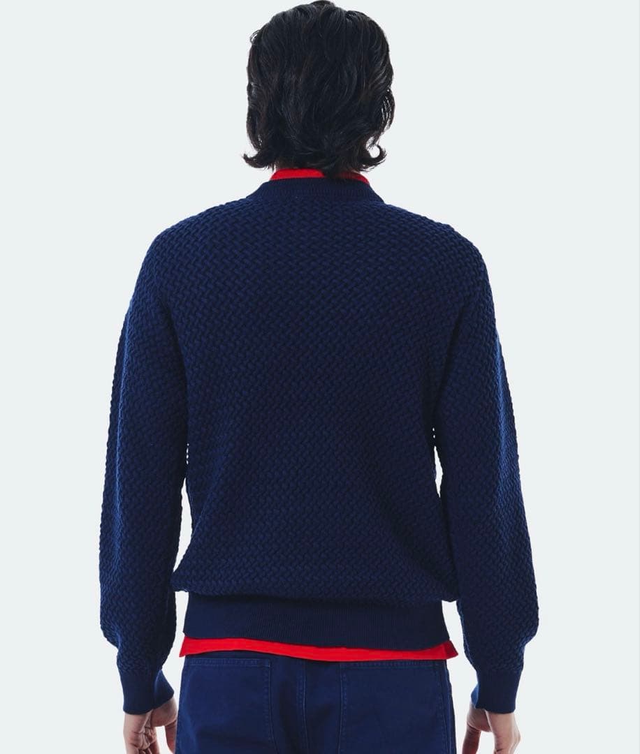 新品✨ラコステ　ローゲージバスケット編みニットクルーネックセーター　ネイビー　S