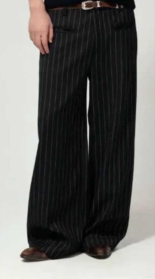 新品 25AW 7HILL ストライプワイドスラックス