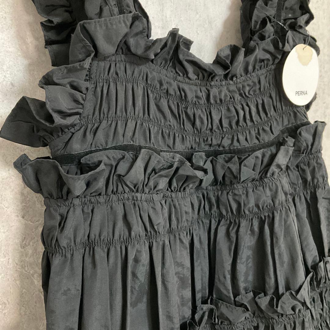 専用　新品　PERNA　ギャザーキャミフリルワンピース　フレアマキシワンピース