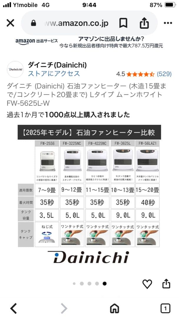 ダイニチ FW-5625L ムーンホワイト