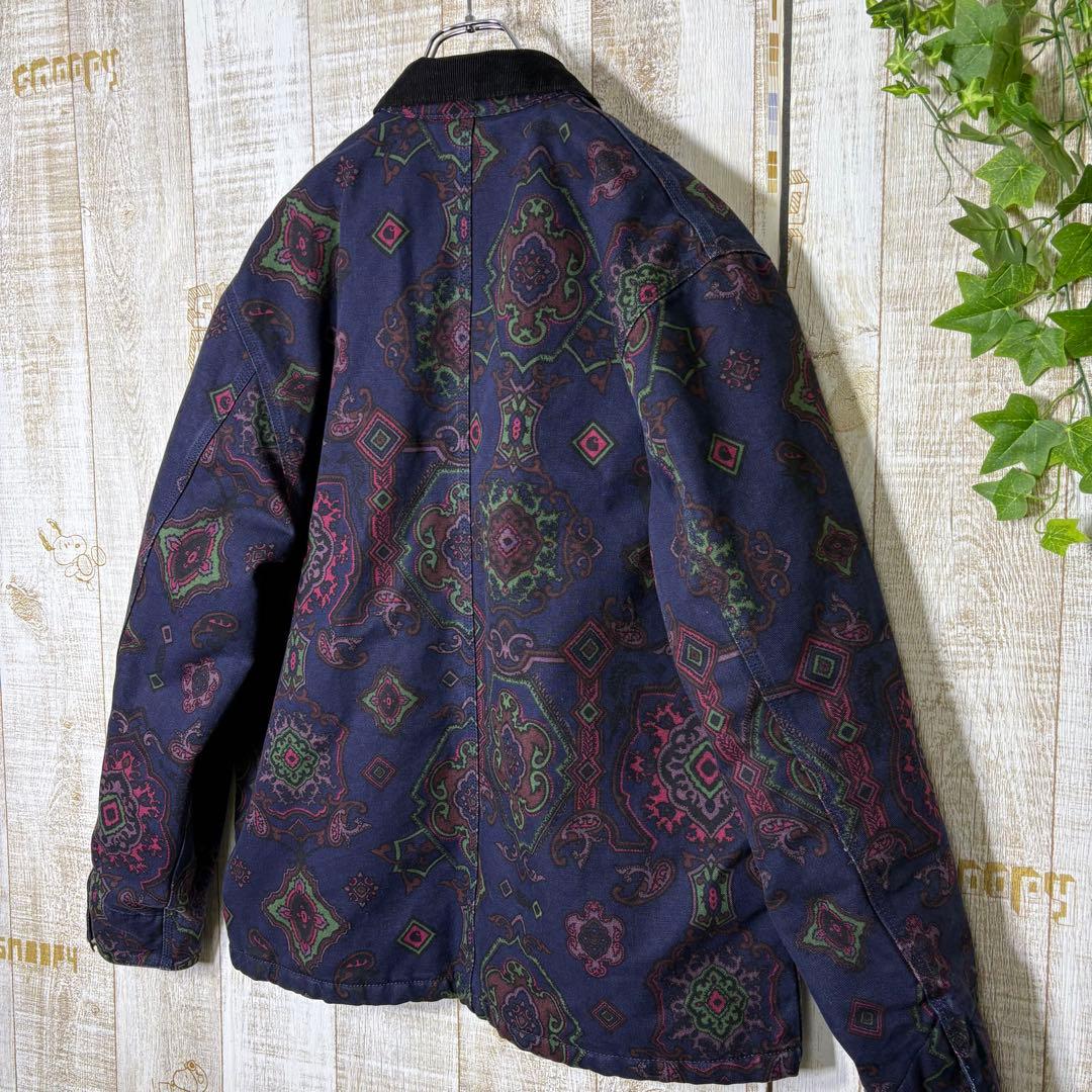 カーハート　ミシガンコート　ペイズリー 総柄　L チョアコート　ネイビー