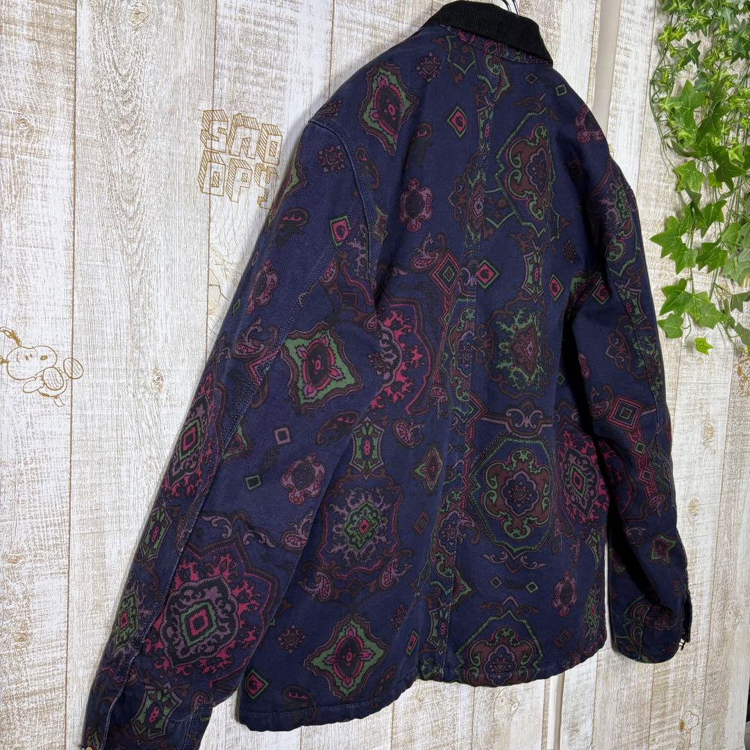 カーハート　ミシガンコート　ペイズリー 総柄　L チョアコート　ネイビー