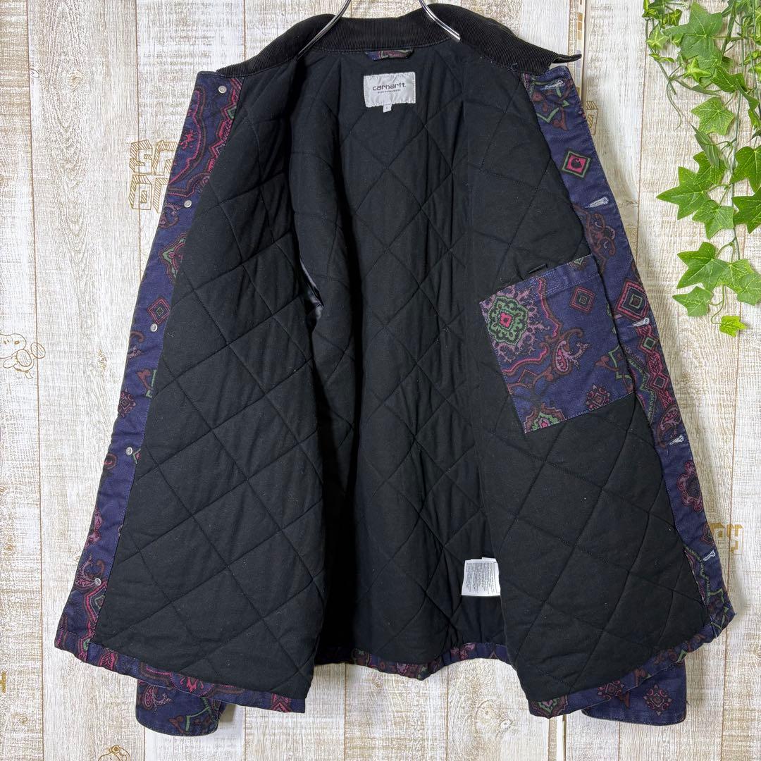 カーハート　ミシガンコート　ペイズリー 総柄　L チョアコート　ネイビー