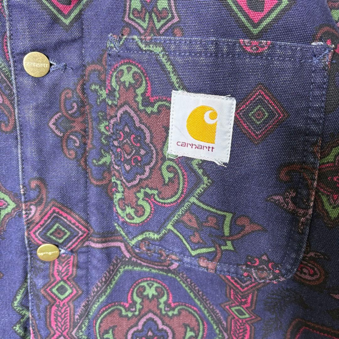 カーハート　ミシガンコート　ペイズリー 総柄　L チョアコート　ネイビー