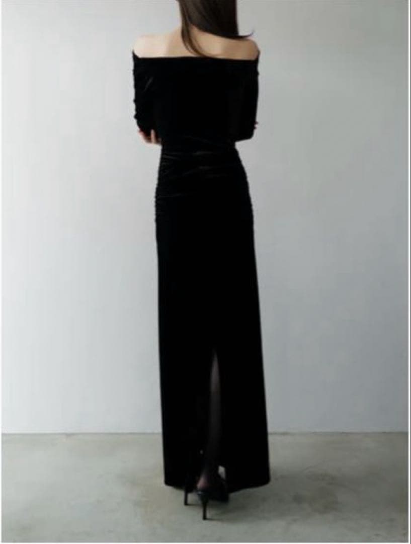 ワンピース celon / shirring drape velour dress