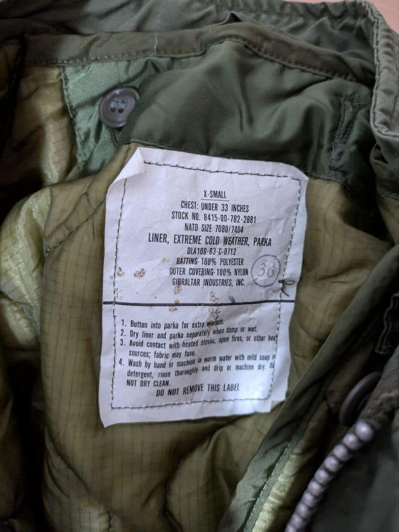 68年製 実物 M-65 フィッシュテールパーカー XS ライナー付き