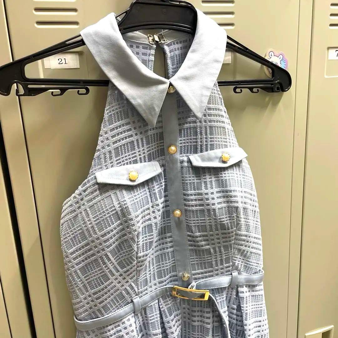 最終値下げ！ローブドフルール　ホルターネックチェック柄ロングドレス Sサイズ