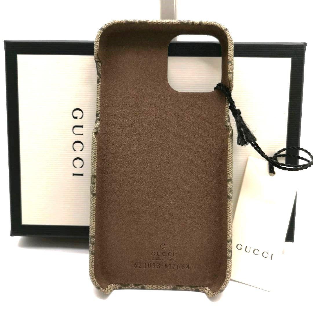 未使用 タグ 箱付 グッチ GG柄 iPhone11Pro スマホ ケース 茶