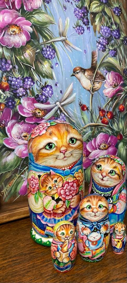 クリスマスセール♪ネコマトリョーシカ『パブロヴォ・ポサドのショールの猫』ミラ最新