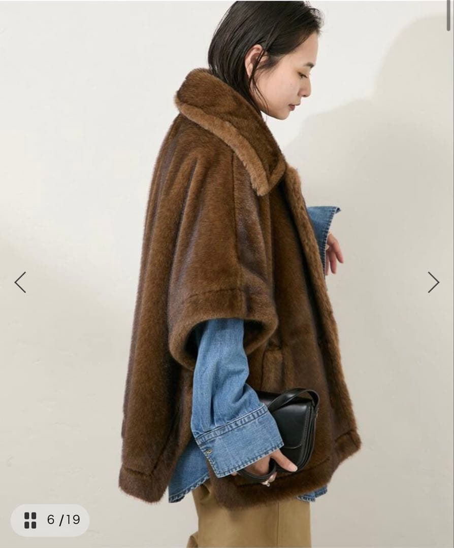 Mink Like Fur Poncho ブラウンファーショートコート