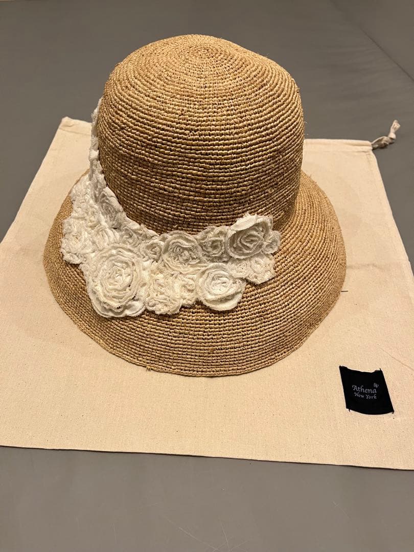 n*u様 Athena New York ストローハット　保存袋付き