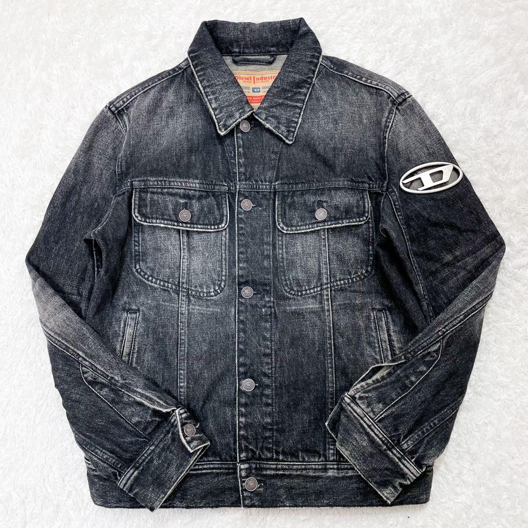未使用級 DIESEL ディーゼル メタルロゴプレートデニムジャケット ブラック