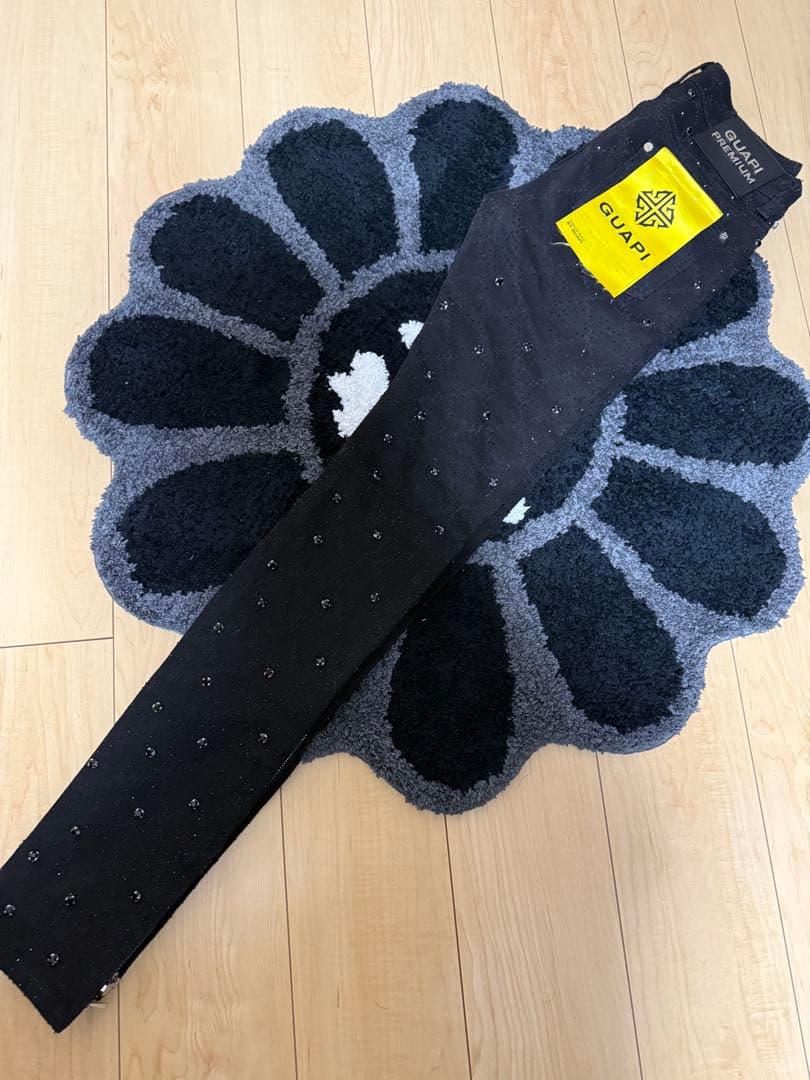 【激レア】GUAPI ラインストーン ストレート パンツ ブラック30