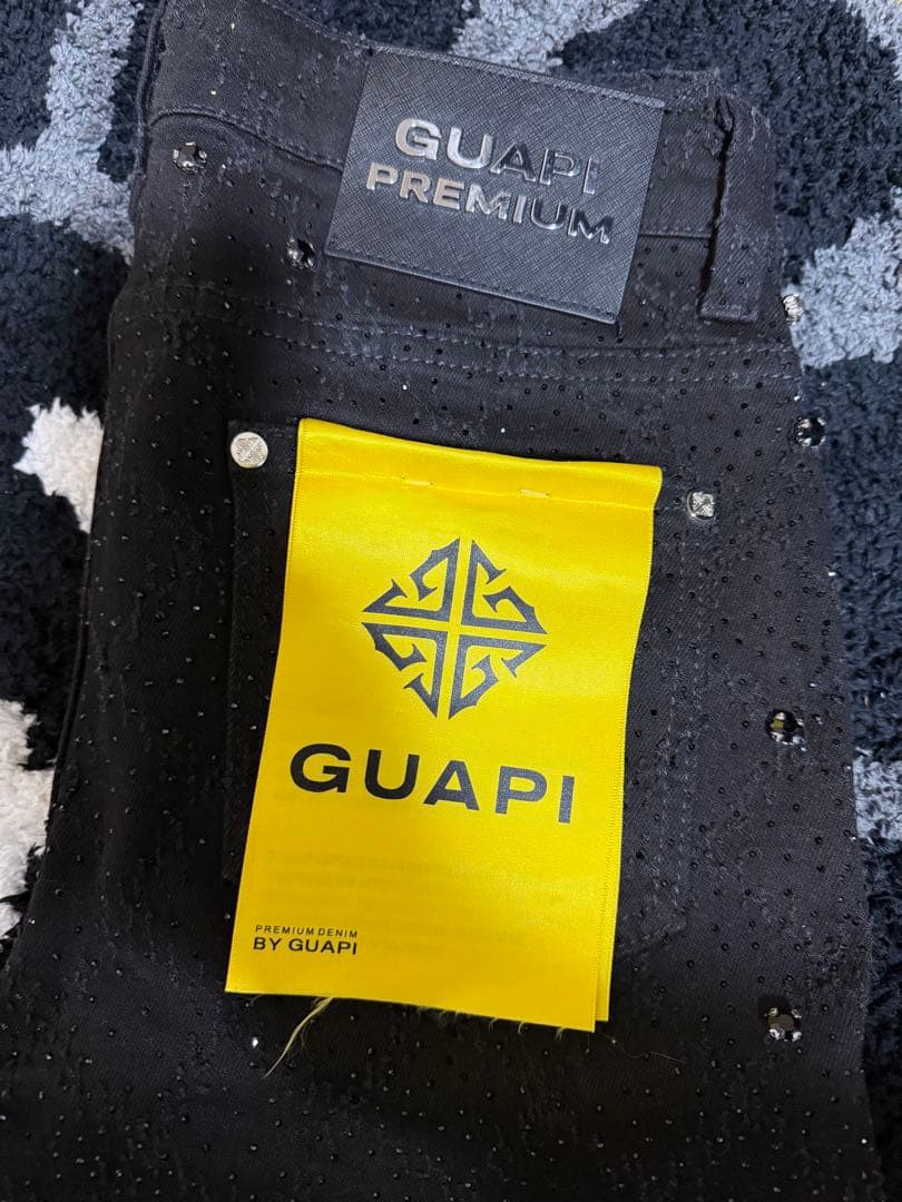 【激レア】GUAPI ラインストーン ストレート パンツ ブラック30