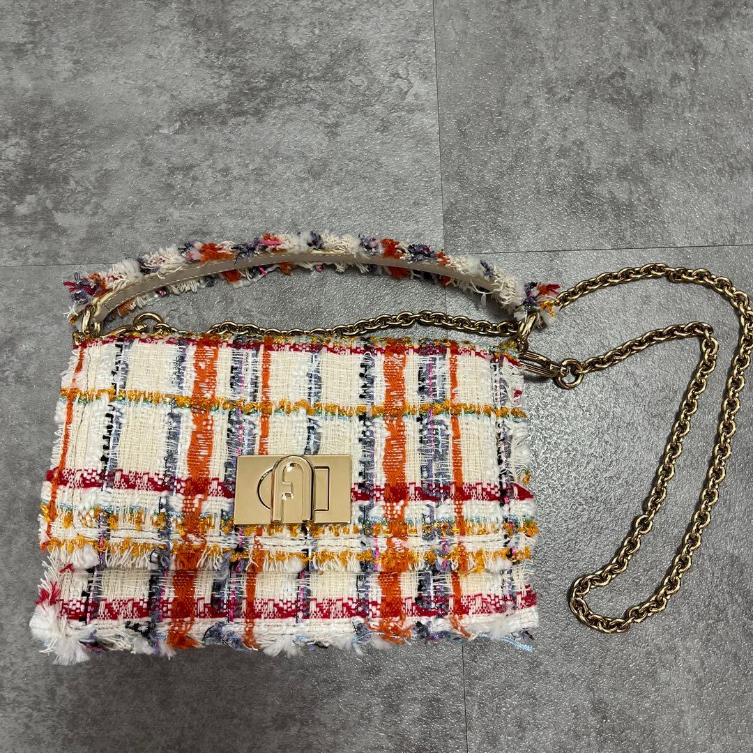 FURLA ツイードショルダーバッグ