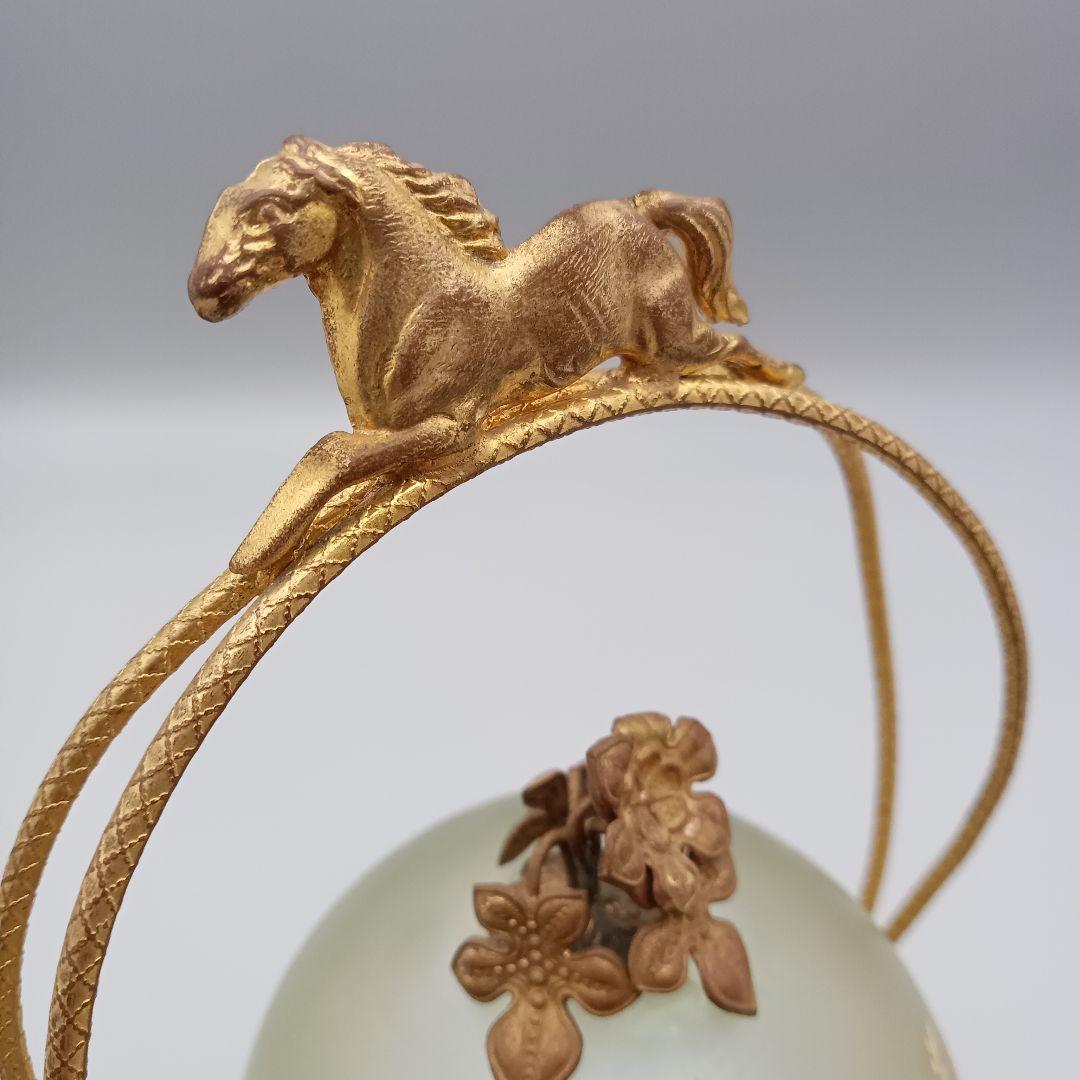 エッグ型 ガラス製 トリンケットボックス 小物入れ アンティーク 金彩