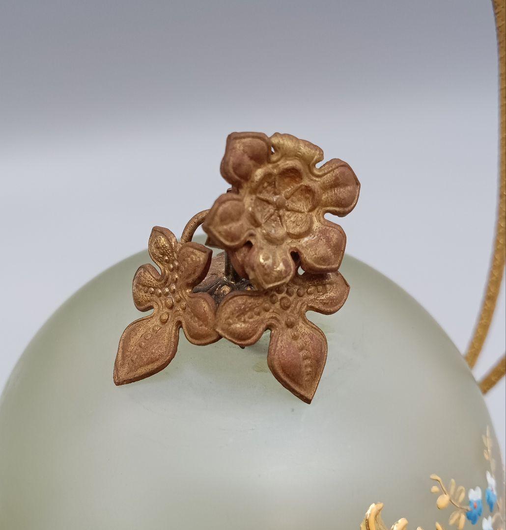 エッグ型 ガラス製 トリンケットボックス 小物入れ アンティーク 金彩