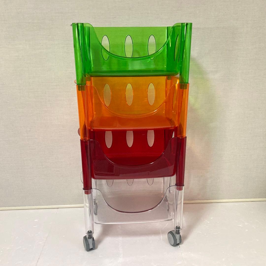 イタリア製 グッチーニ ワゴン ラック バスケット キャスター付き 収納 4段