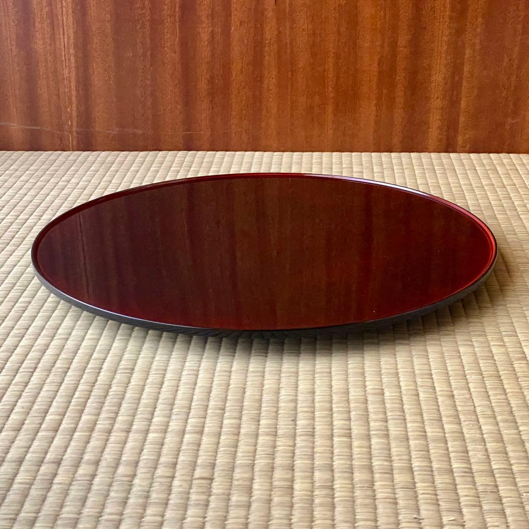 輪島塗 慶塚【溜塗 盛器】 菓子器　丸盆　40cm　天然木　漆塗　茶道具