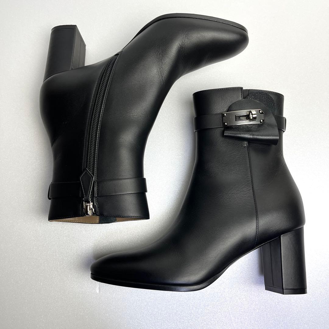 36.5 エルメス サンジェルマン ショートブーツ　黒 レザー　23.5