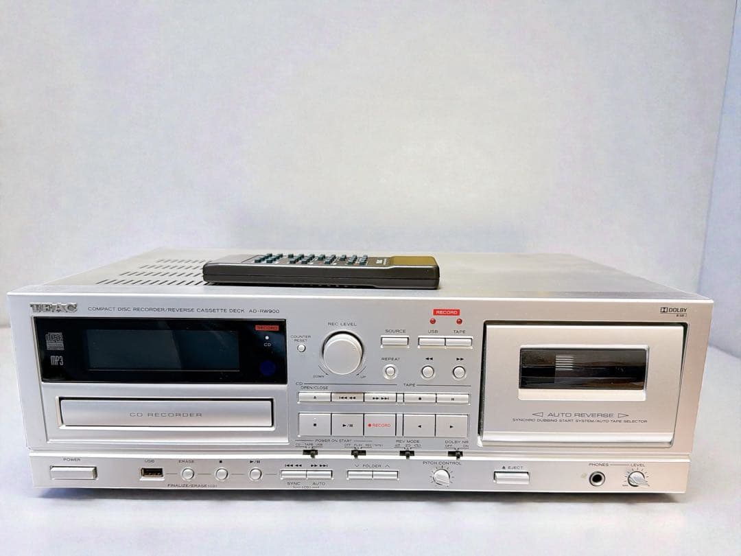 【美品】TEAC AD-RW900 CDカセットレコーダー リモコン付き