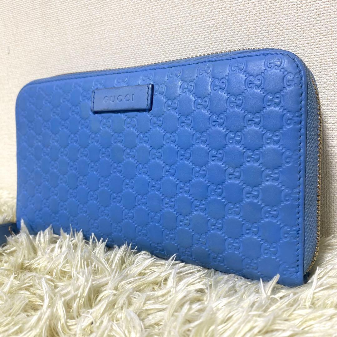 美品✨ GUCCI グッチ マイクロシマレザー 長財布 ラウンドファスナー