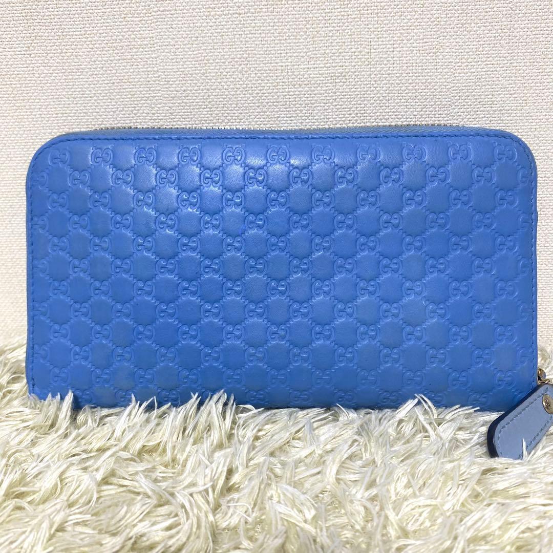 美品✨ GUCCI グッチ マイクロシマレザー 長財布 ラウンドファスナー